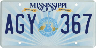 MS license plate AGY367
