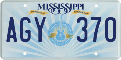 MS license plate AGY370