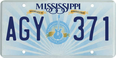 MS license plate AGY371