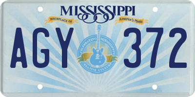 MS license plate AGY372
