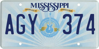 MS license plate AGY374