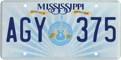 MS license plate AGY375