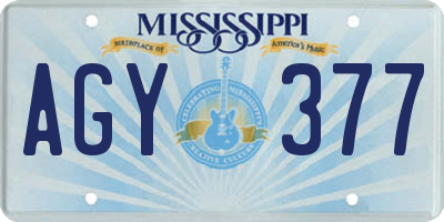 MS license plate AGY377