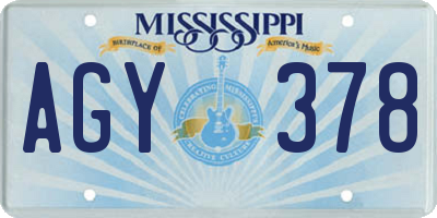 MS license plate AGY378