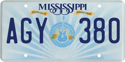 MS license plate AGY380