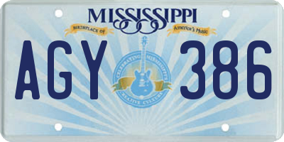 MS license plate AGY386
