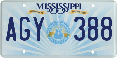 MS license plate AGY388