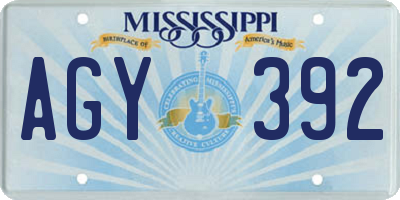 MS license plate AGY392