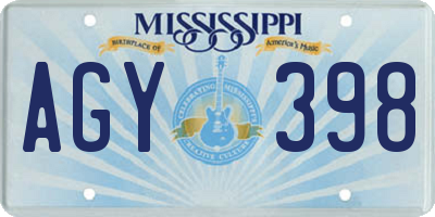 MS license plate AGY398
