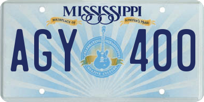MS license plate AGY400