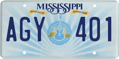 MS license plate AGY401