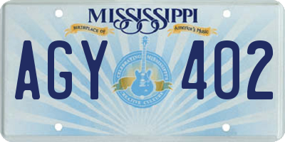 MS license plate AGY402