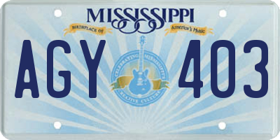 MS license plate AGY403