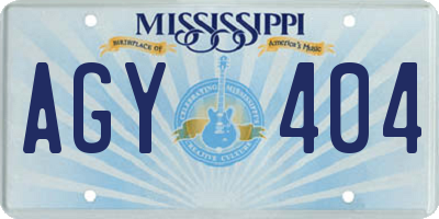 MS license plate AGY404