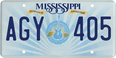 MS license plate AGY405