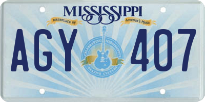 MS license plate AGY407