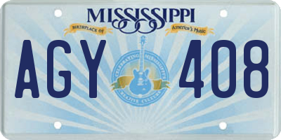 MS license plate AGY408