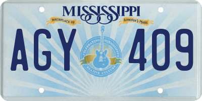 MS license plate AGY409
