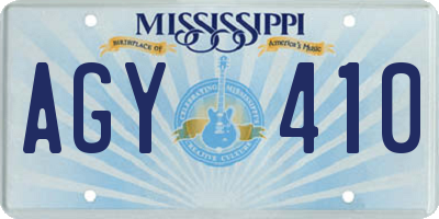 MS license plate AGY410