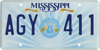 MS license plate AGY411