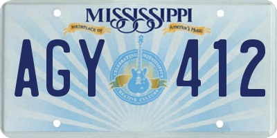 MS license plate AGY412