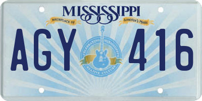 MS license plate AGY416
