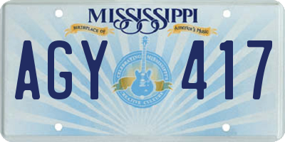 MS license plate AGY417