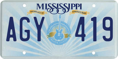 MS license plate AGY419
