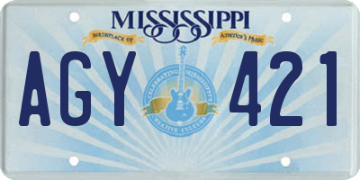 MS license plate AGY421