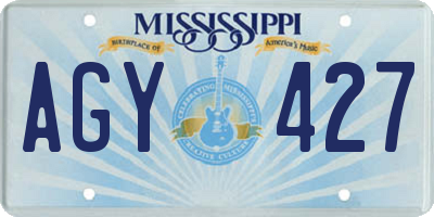 MS license plate AGY427