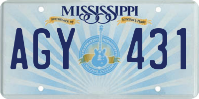 MS license plate AGY431