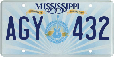 MS license plate AGY432