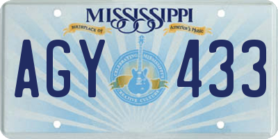 MS license plate AGY433