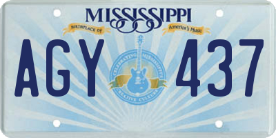 MS license plate AGY437