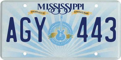 MS license plate AGY443