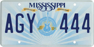 MS license plate AGY444