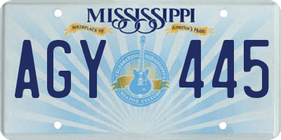 MS license plate AGY445