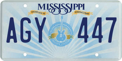 MS license plate AGY447