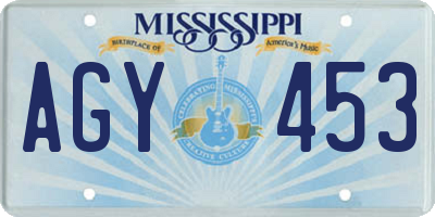MS license plate AGY453