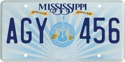 MS license plate AGY456