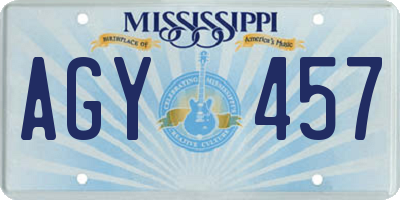 MS license plate AGY457
