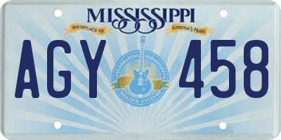 MS license plate AGY458