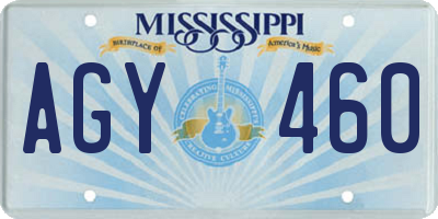 MS license plate AGY460