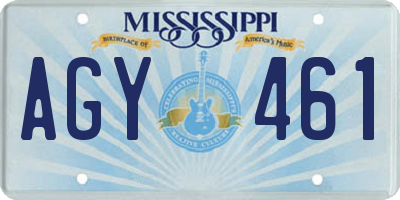 MS license plate AGY461