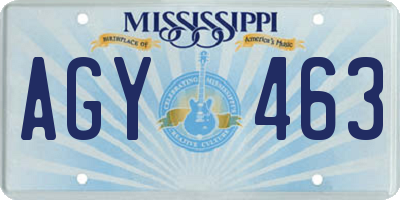 MS license plate AGY463