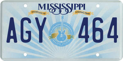 MS license plate AGY464