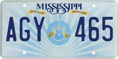 MS license plate AGY465