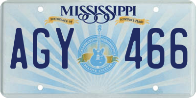 MS license plate AGY466