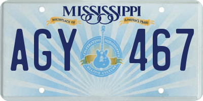 MS license plate AGY467