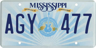 MS license plate AGY477